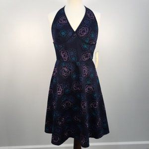NWT Amanda Smith Navy Blue Floral Halter Dress